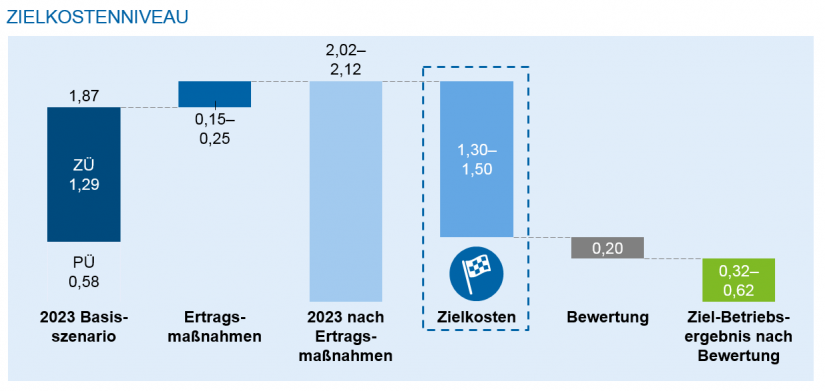 Grafische Darstellung des Zielkostenniveaus / Kostenranking und Impulse für deutsche Regionalbanken