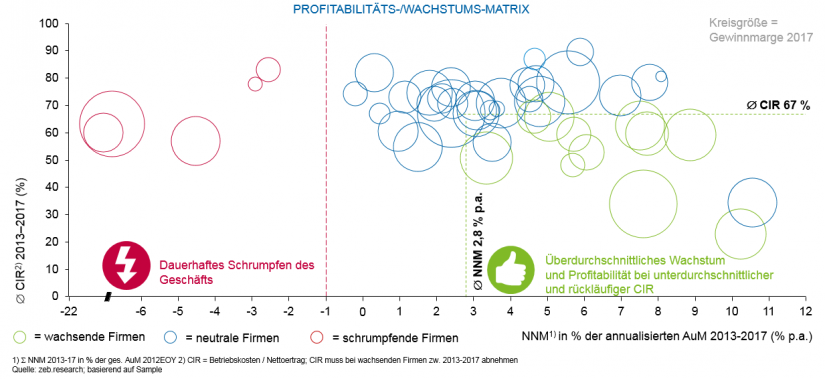 Unternehmensvergleich bzgl. profitablen Wachstums | zeb European Asset Management Study 2019