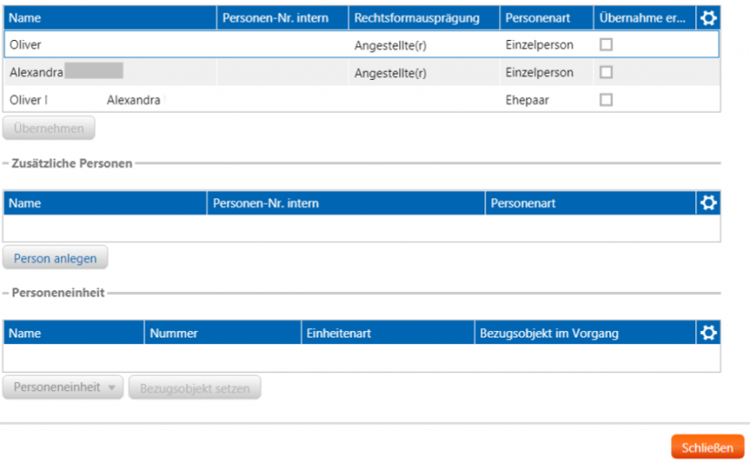 Funktionseinstieg zur Übernahme der Personendaten in "Baufinanzierungen über Vermittlerplattformen" / BankingHub