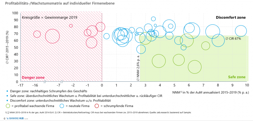 Profitabilitäts-/Wachstumsmatrix auf individueller Firmenebene